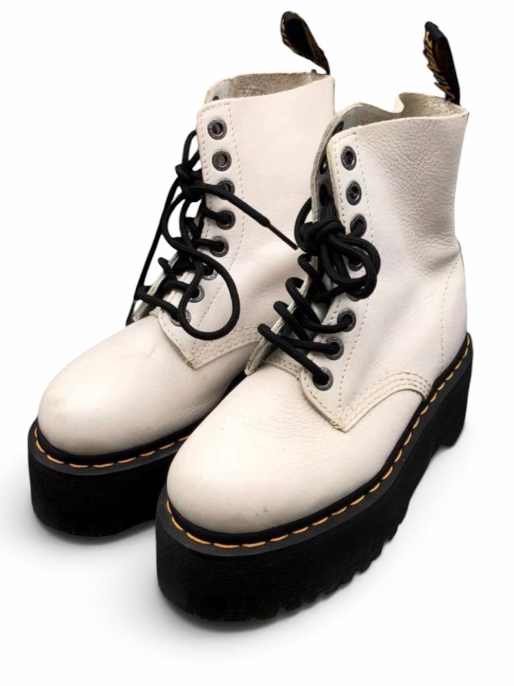 Dr. Martens 1460 Pascal Max Platform Boots White Pisa Leather Size US Women's 5